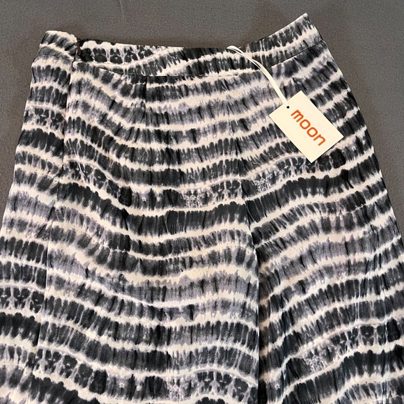 Moon Pants Size Sm Flowing Wide‎ Leg Elastic Black Stripe Stretchy Boho Summer - Picture 8 of 9